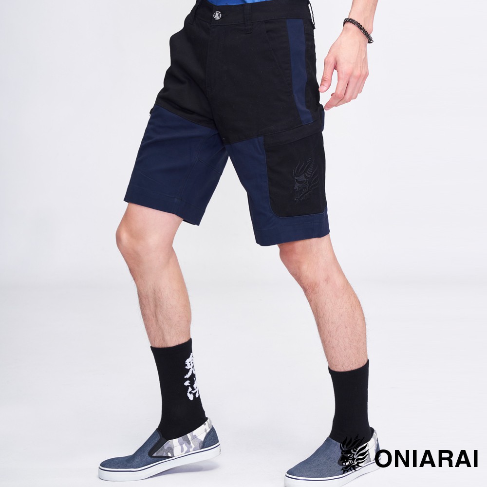 BLUE WAY 鬼洗い-鬼著撞色口袋休閒色短褲