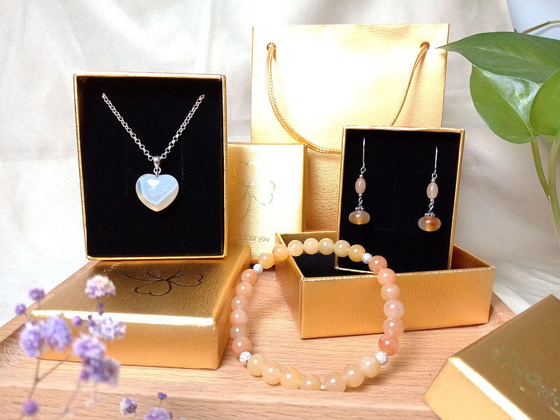 五倍券優惠【特別優惠福袋】-飾品套裝組/耳環+手鍊+項鍊/橘黃心