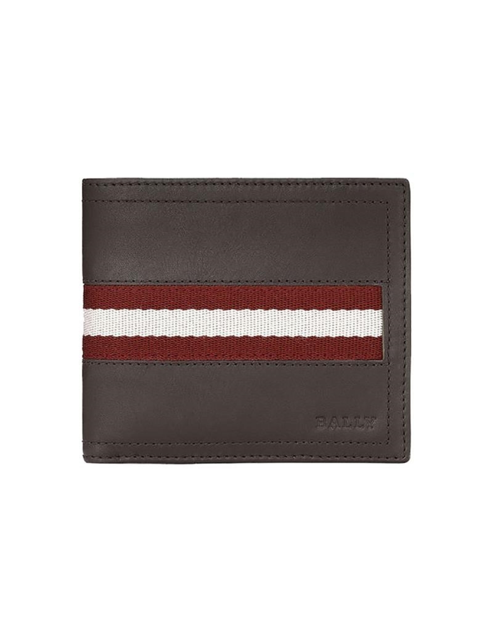 BALLY BROWN WALLET IN LEATHER Detail 2: With the iconic Bally Stripe to the exterior, this chocolate