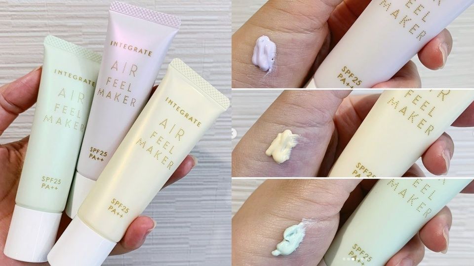 妝前乳推薦1：INTEGRATE 星綻光空氣飾底乳 光透檸檬黃／勻色薄荷綠 30g，NT280