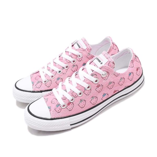 Converse Chuck Taylor All Star x Hello Kitty 粉紅 白 滿版圖騰 限量款 女鞋 運動鞋【PUMP306】 164631C