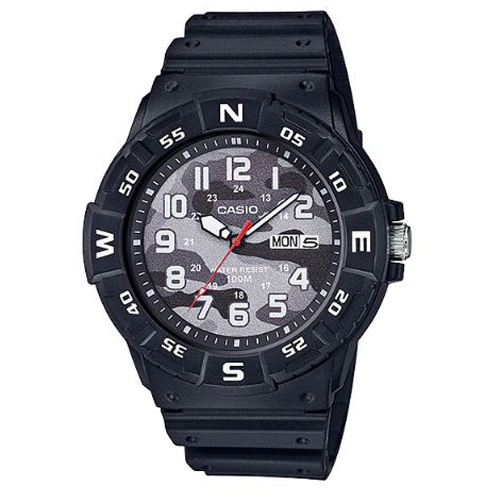 【CASIO】酷炫迷彩潛水運動風腕錶-黑 (MRW-220HCM-1B)