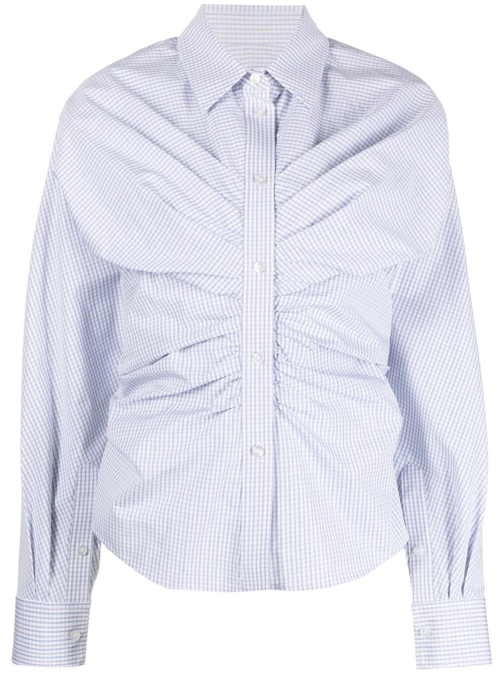 Alexander Wang - ruched button-up shirt - women - Cotton - 0 - White