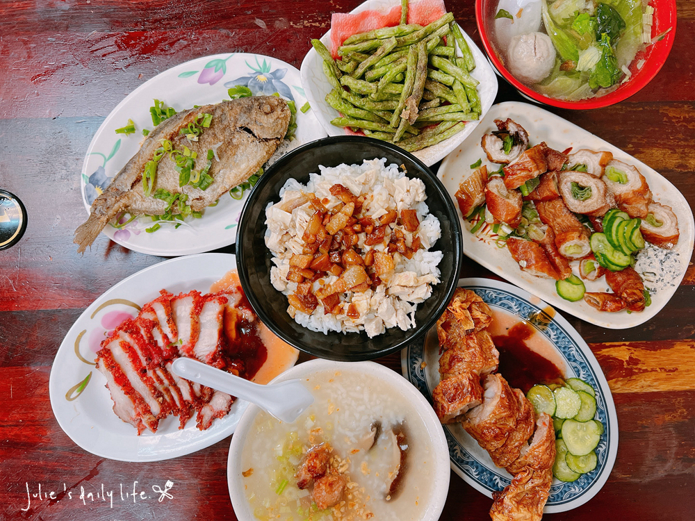 宵夜,晚餐,板橋,消夜,滷肉飯,炸物,炸魚,紅燒肉,脆皮肥腸,菜單,香菇肉粥,魯肉飯,鹹粥 @跟著Julie一起走吧