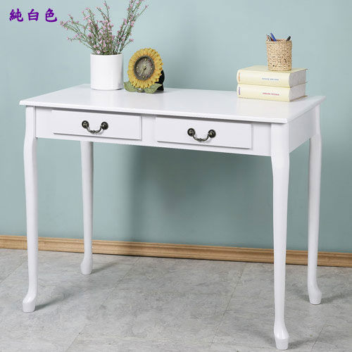 書桌《YoStyle》典雅歐風二抽書桌 工作桌 電腦桌 休閒桌 NB桌 (純白色)