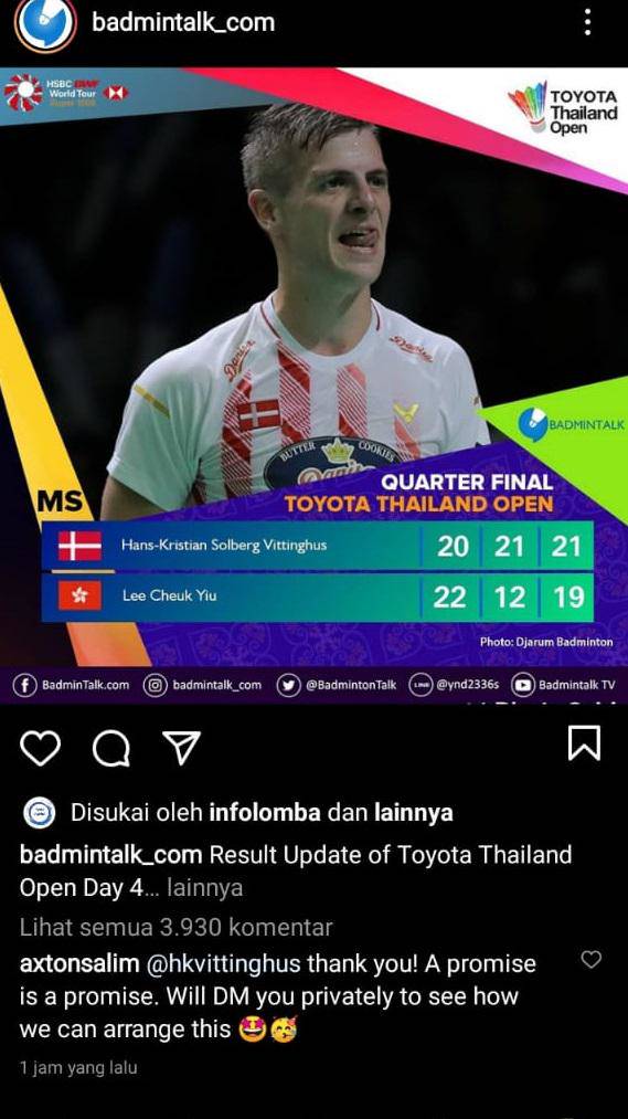 Bantu Anthony Ginting, Bos Indomie Siap Kirim Paket Khusus Untuk Hk  Vittinghus | Indosport.com | Line Today