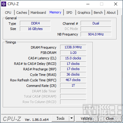 將 DDR4 記憶體模組手動選擇 DDR4-2666，ROG Maximus XI Gene 自動挑選 15-17-17-36 時序