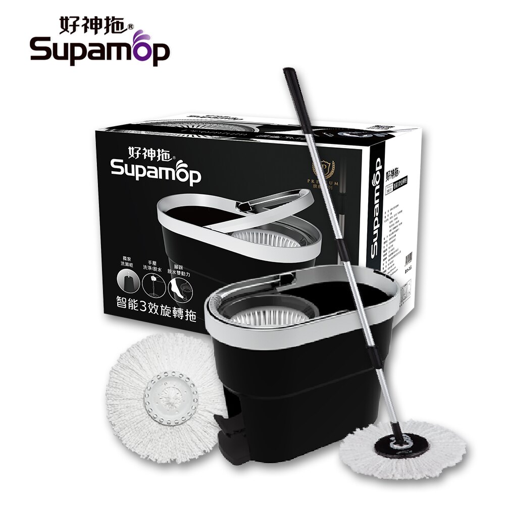 【好神拖 旗艦系列】智能3效旋轉拖組(1桶+1拖+2布)