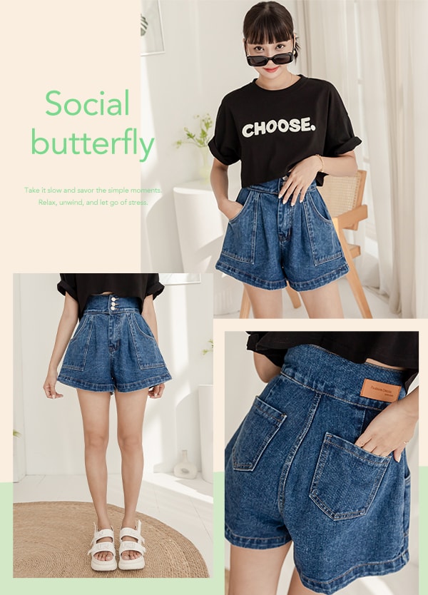 棕色小皮牌牛仔短褲