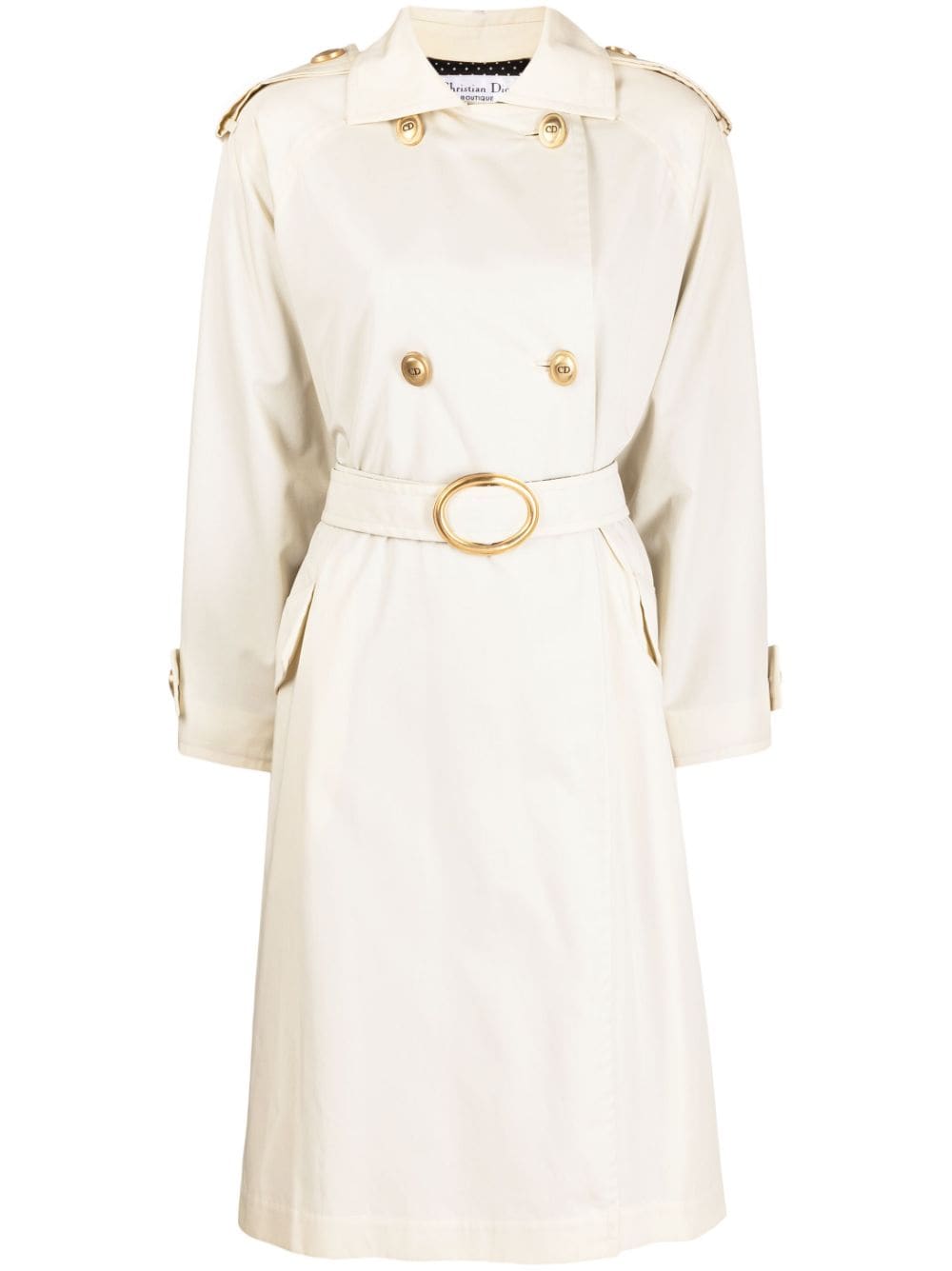 Christian Dior - 1990-2000s pre-owned belted trench coat - women - Cotton/Polyester - 38 - Neutrals