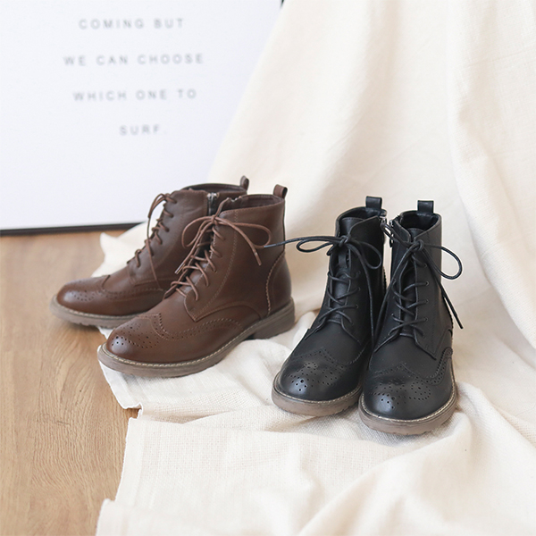 D+AF顯瘦感絨料低跟膝上長靴 牛津靴 英倫風