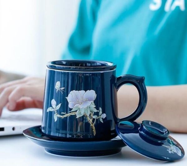 創意馬克杯陶瓷帶蓋過濾茶杯簡約辦公室家用喝水泡茶杯子個人 魔法空間