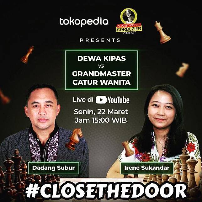 Tanding catur Dewa Kipas Vs Irene Sukandar yang diselenggarakan podcast Deddy Corbuzier Foto Instagram