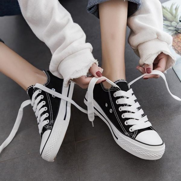 帆布鞋 2019球鞋夏季新款百搭小白帆布鞋女韩版黑色布鞋休闲女鞋学生板鞋 玫瑰