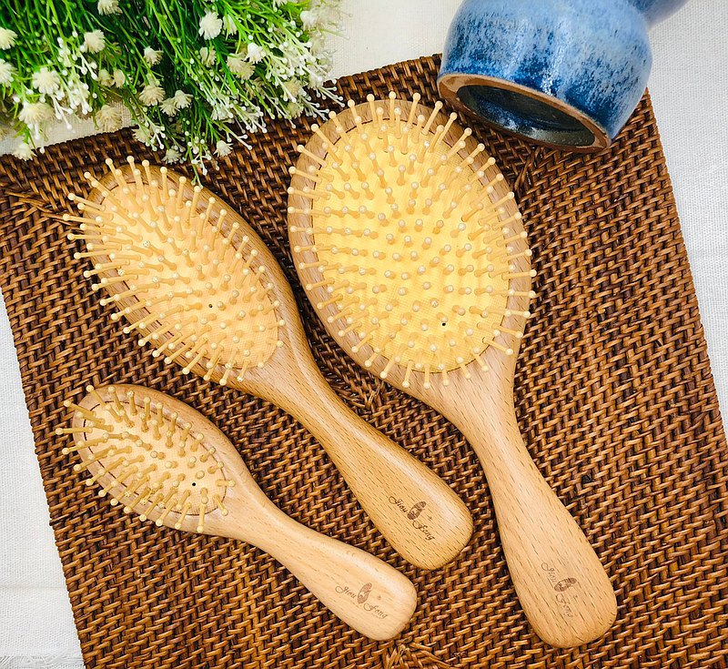 【天然櫸木材質】Jiou-Fong櫸木氣墊按摩梳(大/中/小)
