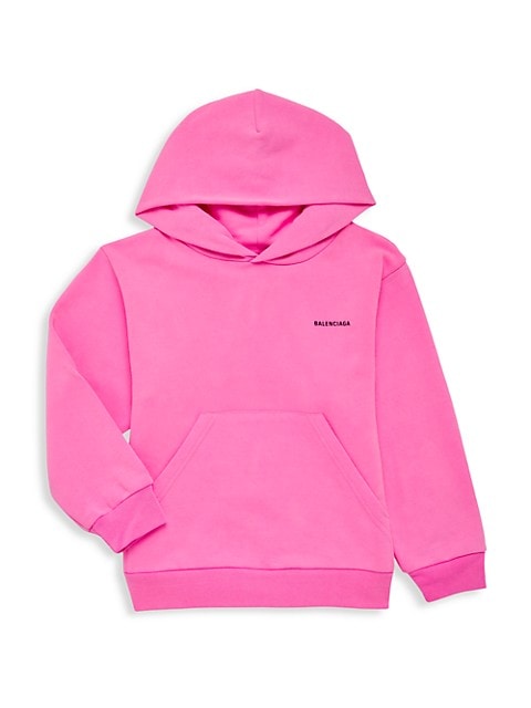 Essential soft cotton hoodie for all-day wear features a miniature stamped logo at the chest.; Attac