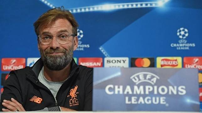 Manajer Liverpool Jurgen Klopp menghadiri jumpa pers jelang leg kedua perempat final Liga Champions di Etihad Stadium [AFP]