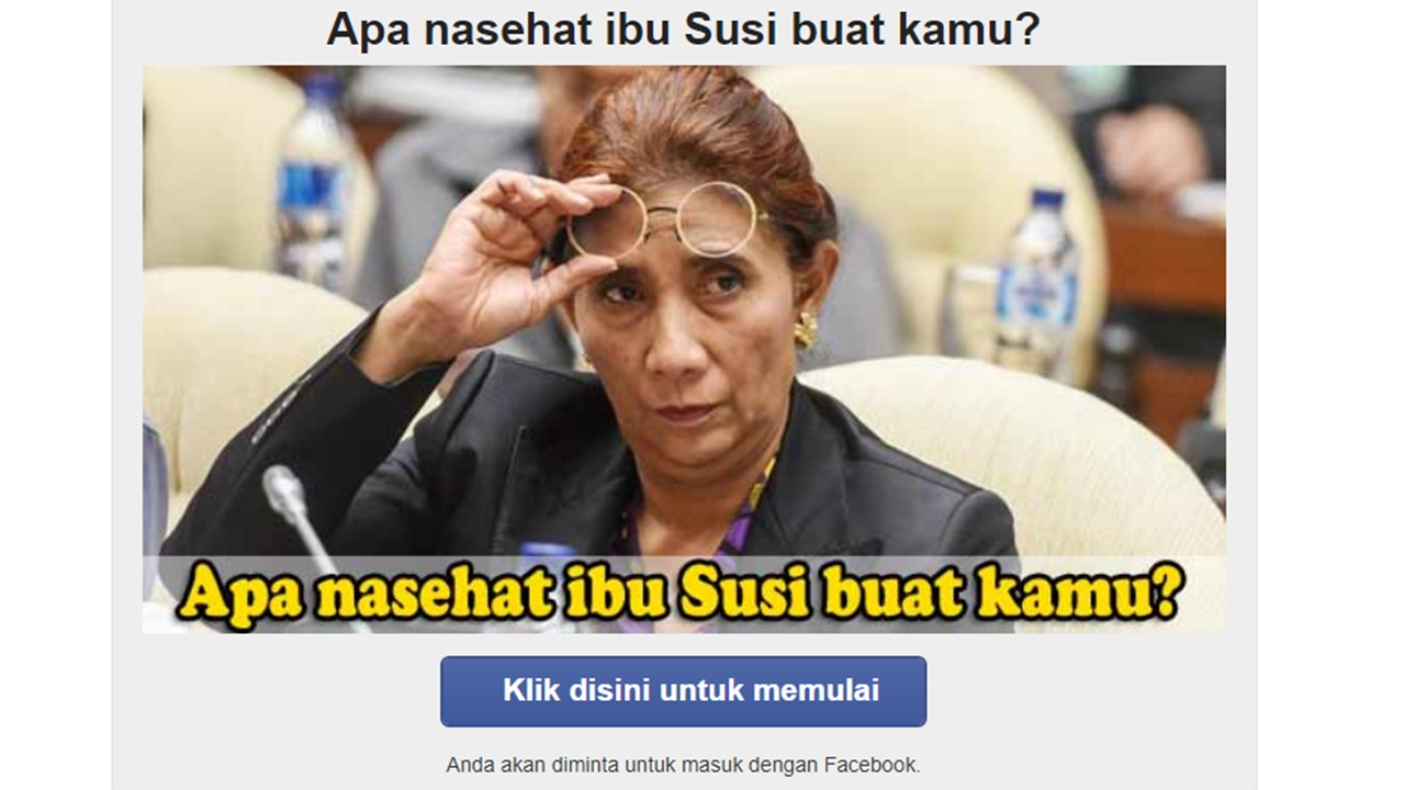 Ramai Kuis Nasihat Ibu Susi Di Facebook Waspada Data Dimanfaatkan