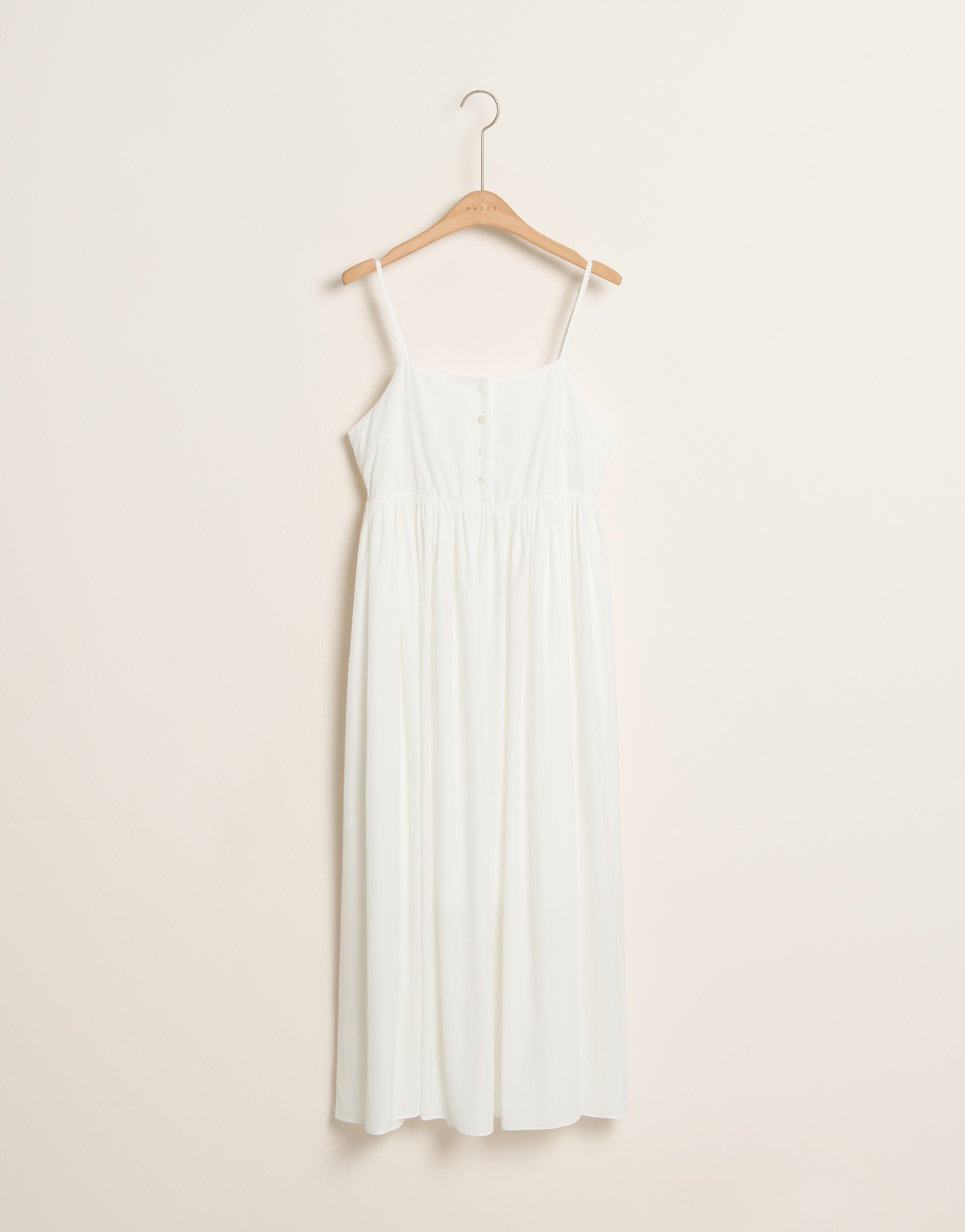 PAZZO+小法國夏日渡假排釦細肩長洋裝