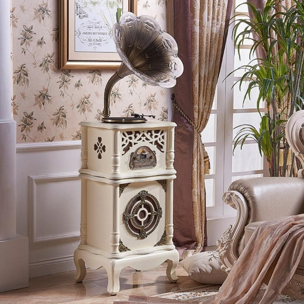 留聲機 老式留聲機復古黑膠唱片機大喇叭音響客廳歐式家用電唱機 JD 榮耀3c