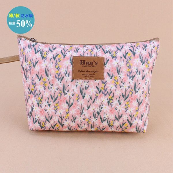 化妝包 包包 防水包 雨朵小舖 K50-0001 韓製手提化妝包(大)-粉海茫茫之碎花03355 funbaobao