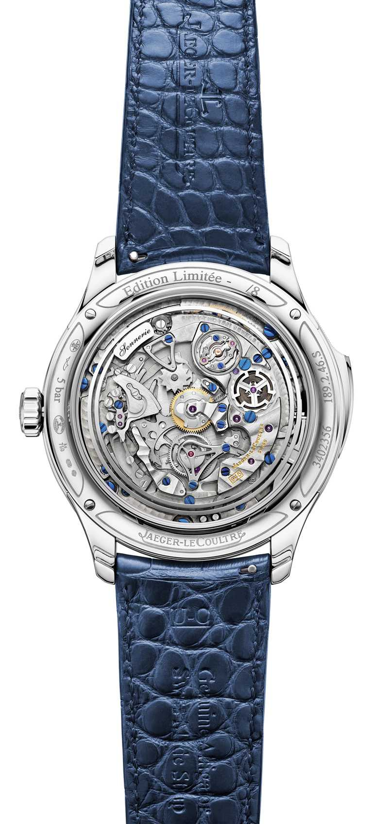 JAEGER-LECOULTRE「Master Grande Tradition超卓傳統大師系列」腕錶╱白金錶殼，45mm，鑽石44顆，限量8只╱14,500,000元。（圖╱JAEGER-LECOULTRE提供）