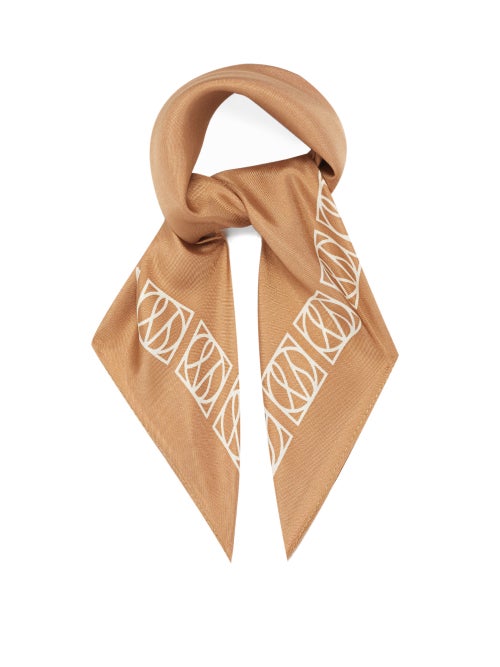 Lescarf - No.21 Monogram Silk Scarf - Womens - Camel