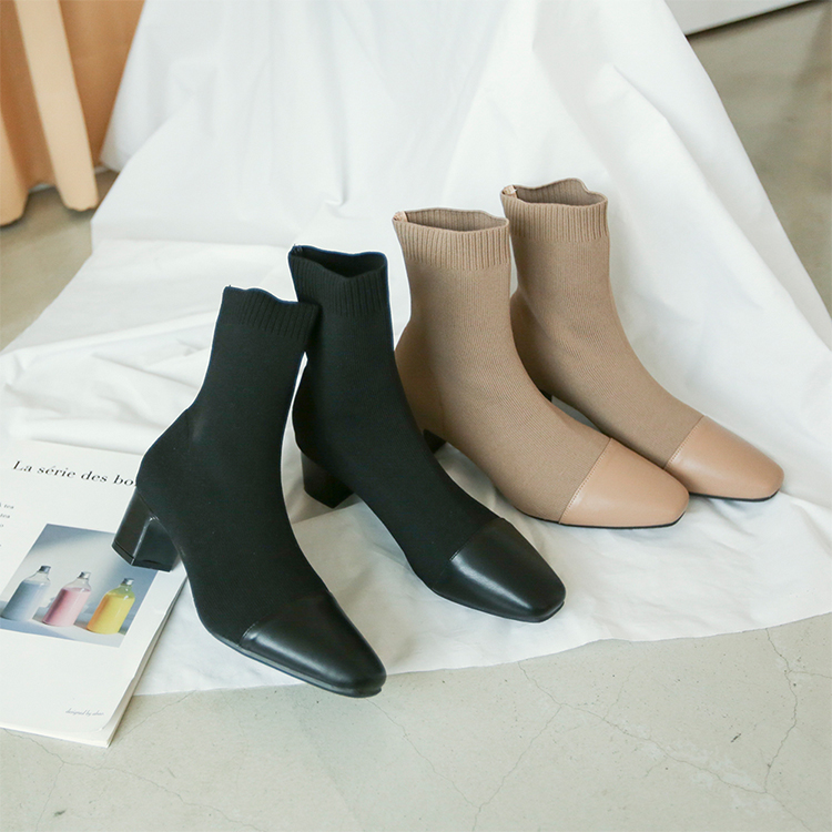 奶茶色 奶茶色穿搭 奶茶靴子 奶茶色鞋子 短靴女 拼接靴子
