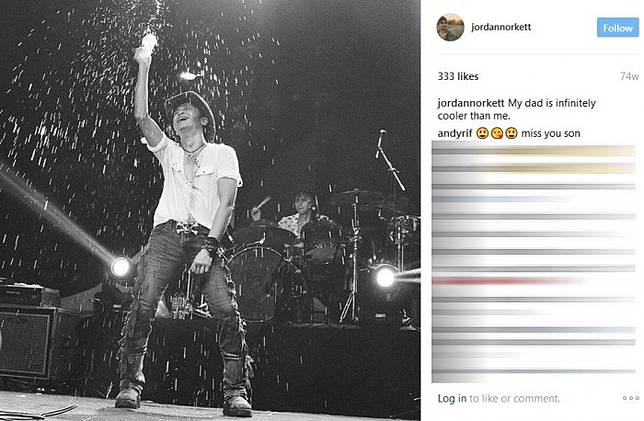 Jordan Norkett beberapa kali memajang foto sang ayah, Andy /rif, dalam akun Instagramnya. Bahkan tak jarang mereka berbalas komentar romantis! (Instagram)
