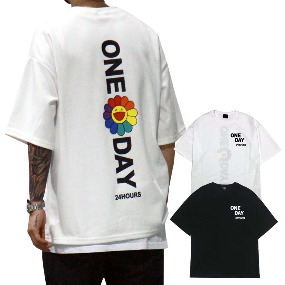 【K-2】村上隆 太陽花 ONEDAY 24HOURS 五分袖 OVERSIZE 寬鬆 重磅 高品質 太空棉 TEE