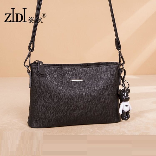 真皮女包2021新款時尚頭層牛皮側背斜背包女百搭中年媽媽軟皮小包