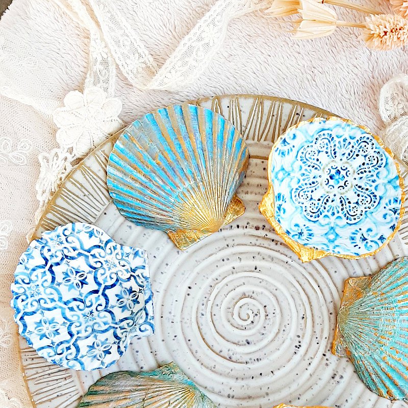 扇貝環盤|風車 |古董復古瓷磚圖案|小飾品托盤