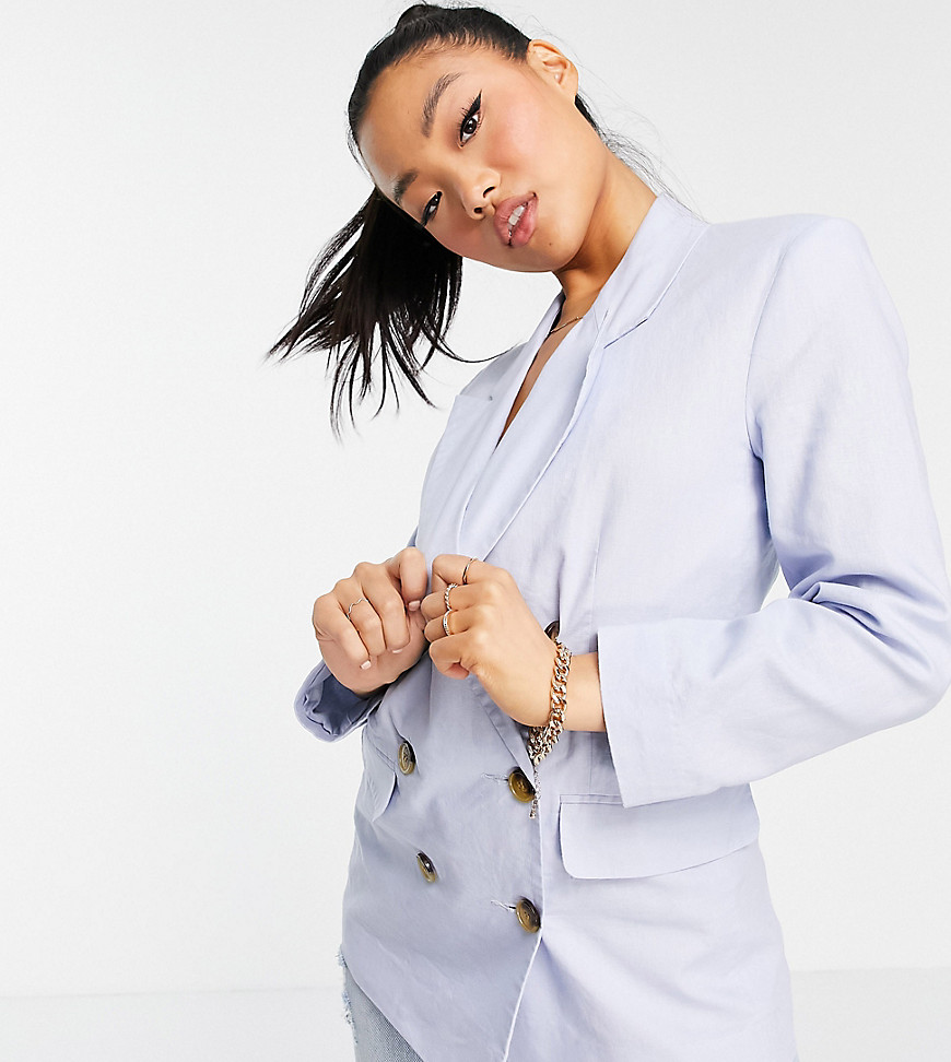 Petite blazer by ASOS DESIGN Serving business chic Peak lapels Padded shoulders Double-breasted styl