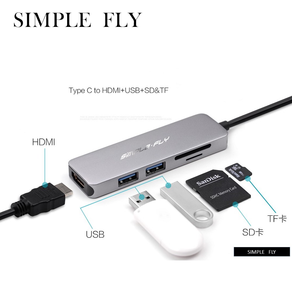 本商品規格1.支持TYPE C 輸入 HDMI 輸出 2.支持分辨率: HDMI 3840*2160/30HZ,向下兼容分辨率 3.支持RJ45 4.USB3.0支持400M/bps傳輸 5.SD支持