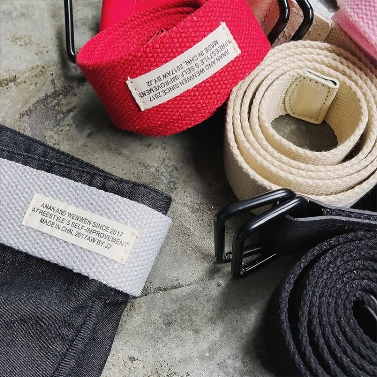 帆布腰帶男士皮帶青年學生韓版雙環扣牛仔褲帶簡約港風布帶男女潮
