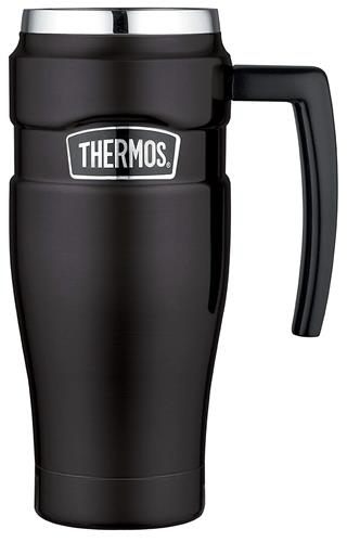 【美國代購】Thermos Staineless Steel King 16盎司 旅行杯帶把手 啞光黑