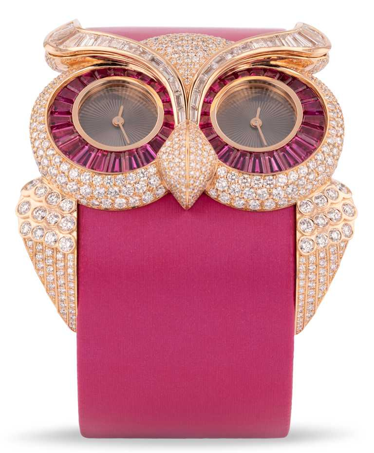 Chopard「Animal World動物世界」系列腕錶，貓頭鷹╱13,550,000元。（圖╱Chopard提供）