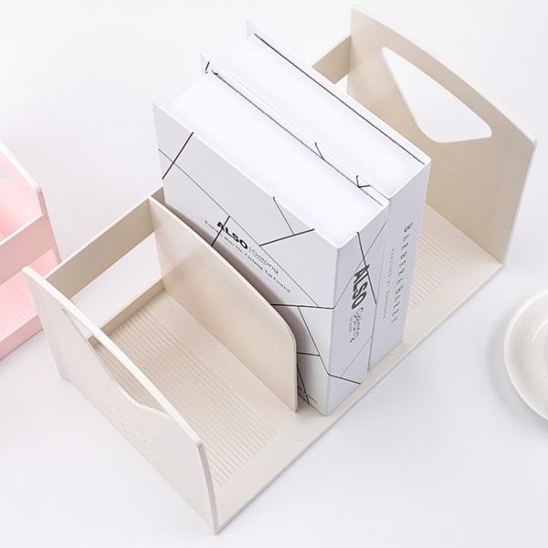 創易新款書立架3入手提書架時尚創意ABS辦公室文件架收納框學生桌面用品簡約