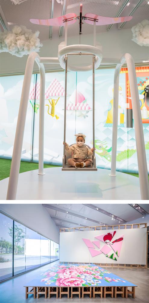 你需要花多久時間把花布拼出來呢？歡迎動手拼拼看椅子拼圖！(攝影/黃敬文)