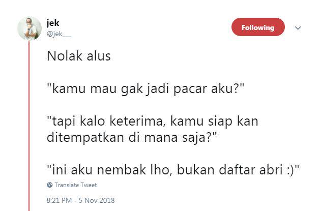 10 Cuitan Lucu Cara Nolak Alus Ini Bikin Jomblo Mundur Perlahan Brilio Net Line Today