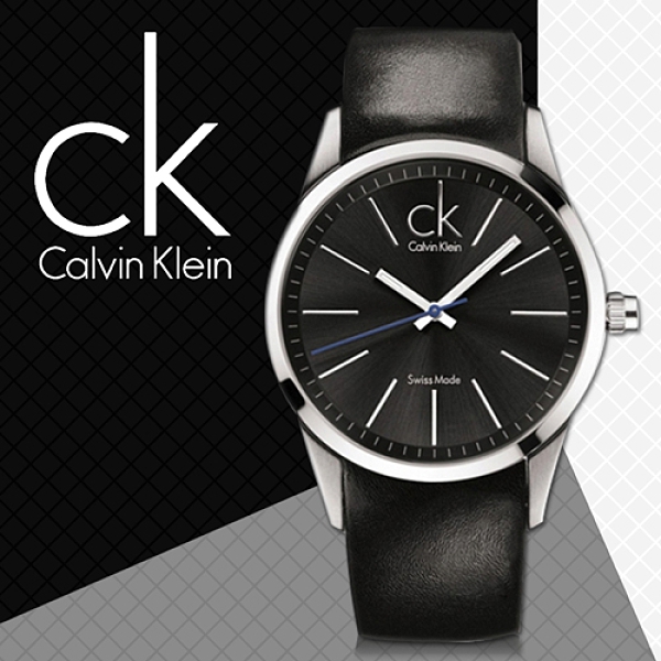 CK手錶專賣店 K2241104 男錶 大錶徑 石英 黑面 防水100米 礦物抗磨玻璃 扣帶式 皮革錶帶
