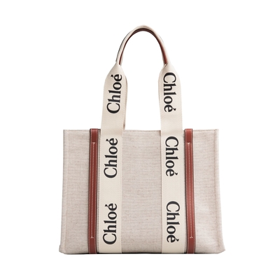 CHLOE Medium Woody 中款 帆布 托特包 燕麥色 棕色