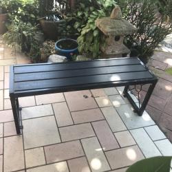 BROTHER 兄弟牌無背雙人塑木長椅-黑灰色