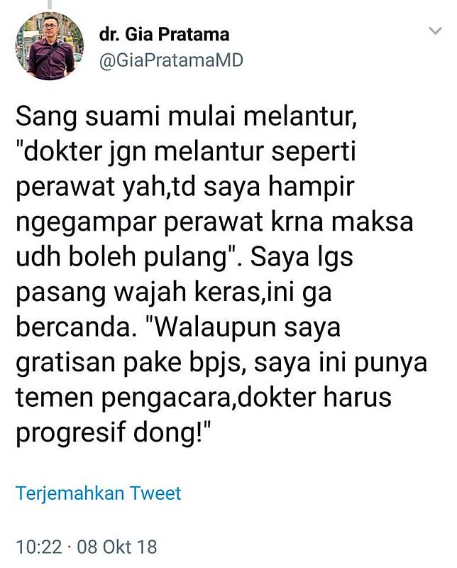 Si suami kemudian mengancam sang dokter...