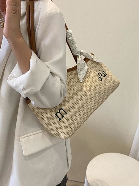 2023新款法式小眾學生百搭時尚單肩包女夏季包包女ins沙灘編織包
