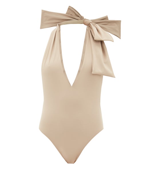 Fendi - This taupe-beige swimsuit is a statement of Fendi's confident attitude. It's made in Italy f