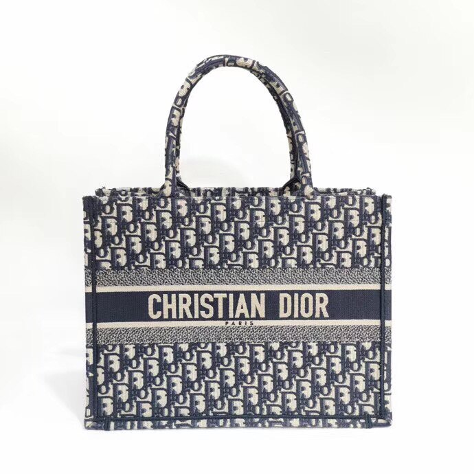 【Chiu189英歐代購】Dior Oblique Book Tote 深藍小型 帆布 迪奧 托特包 老花 購物包