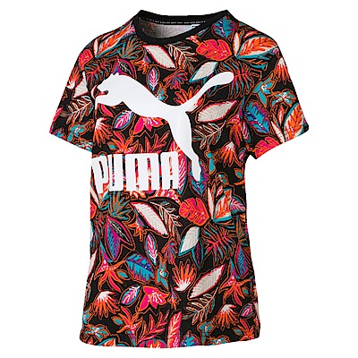 PUMA-女性流行系列Logo印花短袖T恤-黑色-亞規