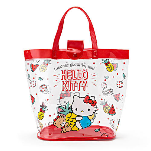 Sanrio HELLO KITTY半透明PVC水桶提袋(熱情水果)★funbox★_294233N