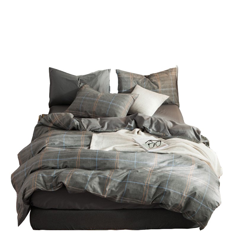 [床單固定器] 純棉男士亞麻灰柔軟薄被套簡約純色床單床包枕頭套雙人標準加大尺寸單人宿色床品